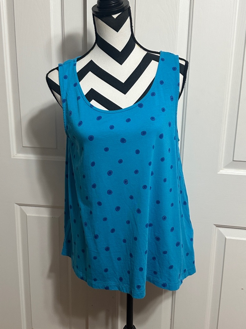 Gudrun Sjoden Blue Polka Dot Sleeveless Tank Top